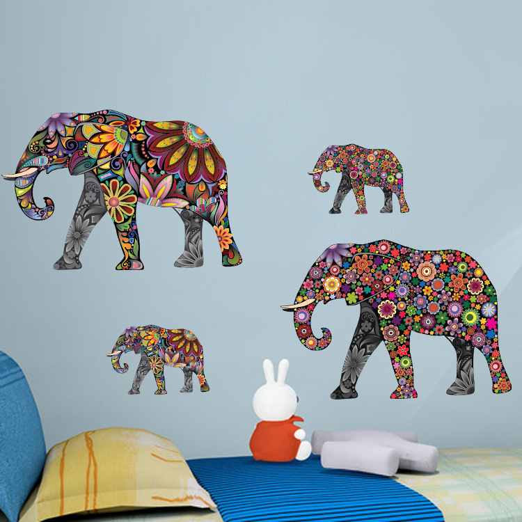 Elephant Living Room Decor Wall Sticker
