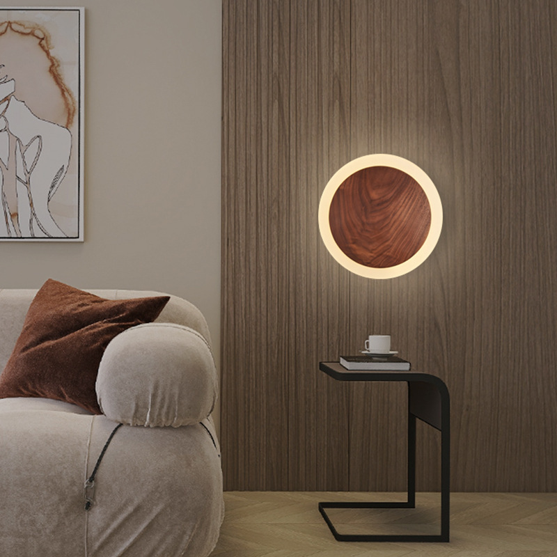 Nordic Modern Walnut Wall Lamp