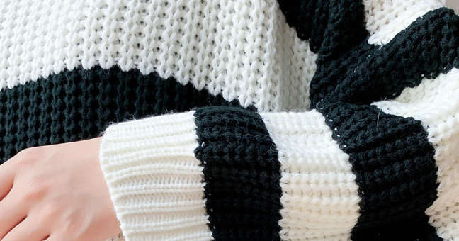Woolen Skirt Knitwear Loose Striped Long - Image 10