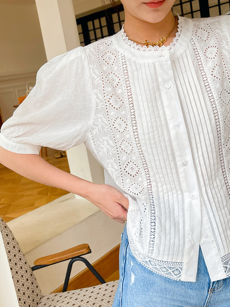 French White Embroidered Shirts - Image 6