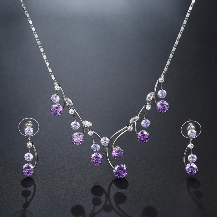 Purple Rhinestone Diamond Jewelry Set - Image 6