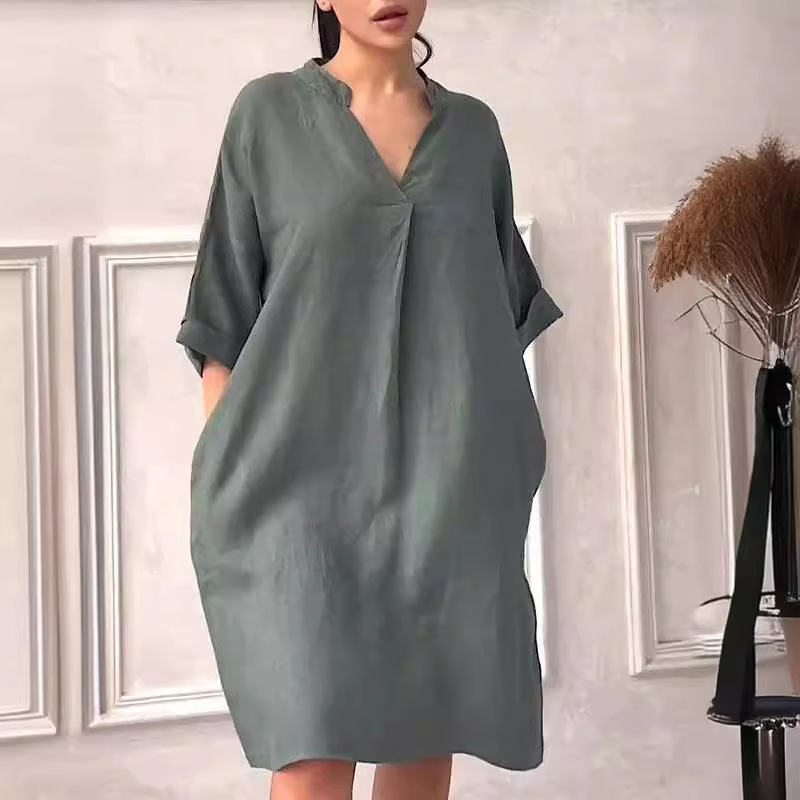 V-neck Loose Plus Size Dress - Image 9