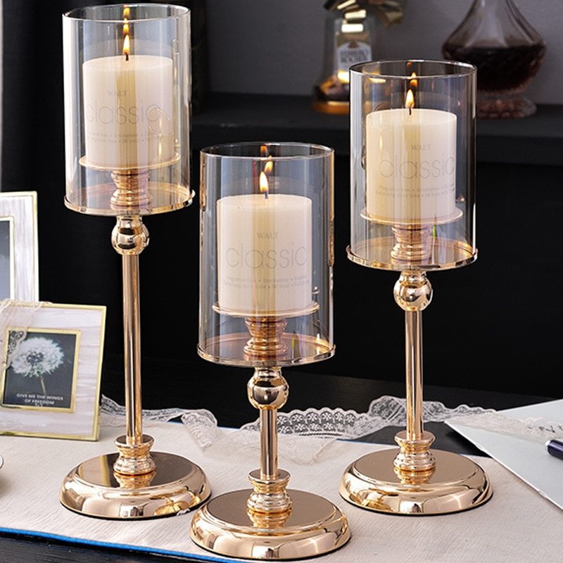 Long Candlestick Metal Round Holder