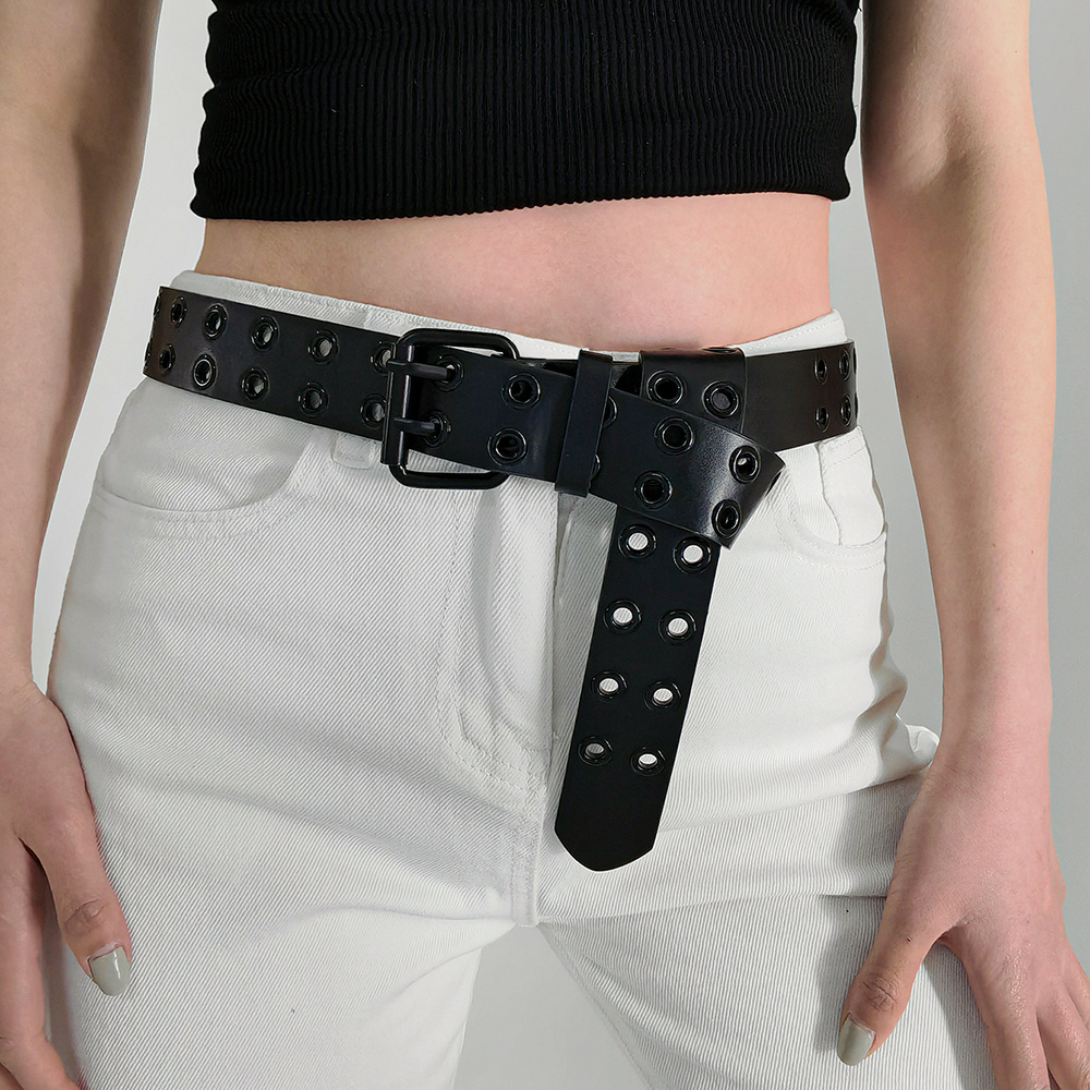 Women's Double-Buckle Cutout Punk Belts