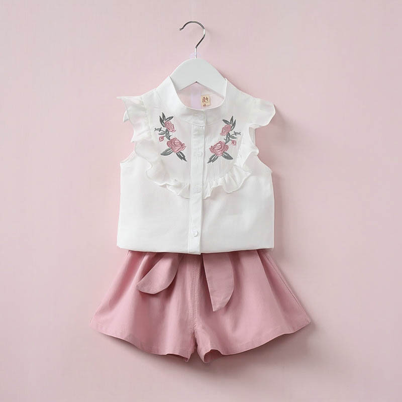 Embroidered Jacket With Bow Shorts