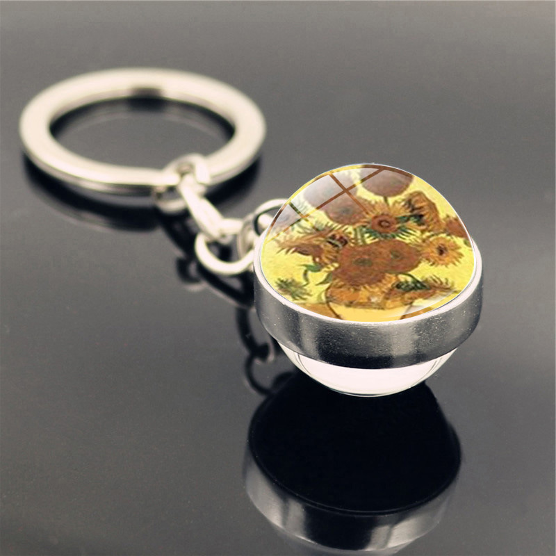 Van Gogh Starry Sunflower Keychain Pendant - Image 10