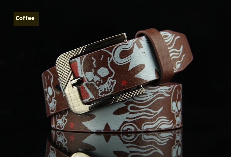 Leather Pin Buckle Men's Skull Casual Belt - Image 5