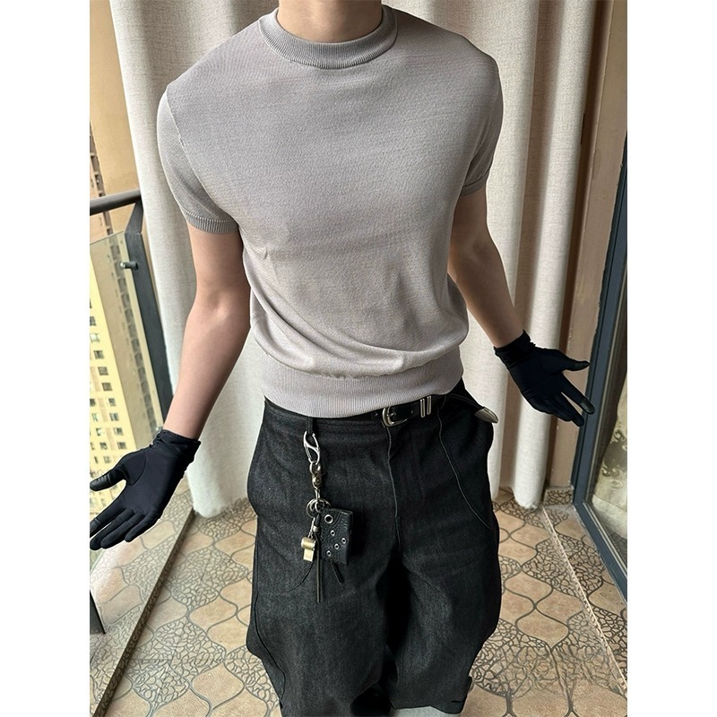 Knitted Slim Fit Cuff-Closing T-Shirt - Image 2