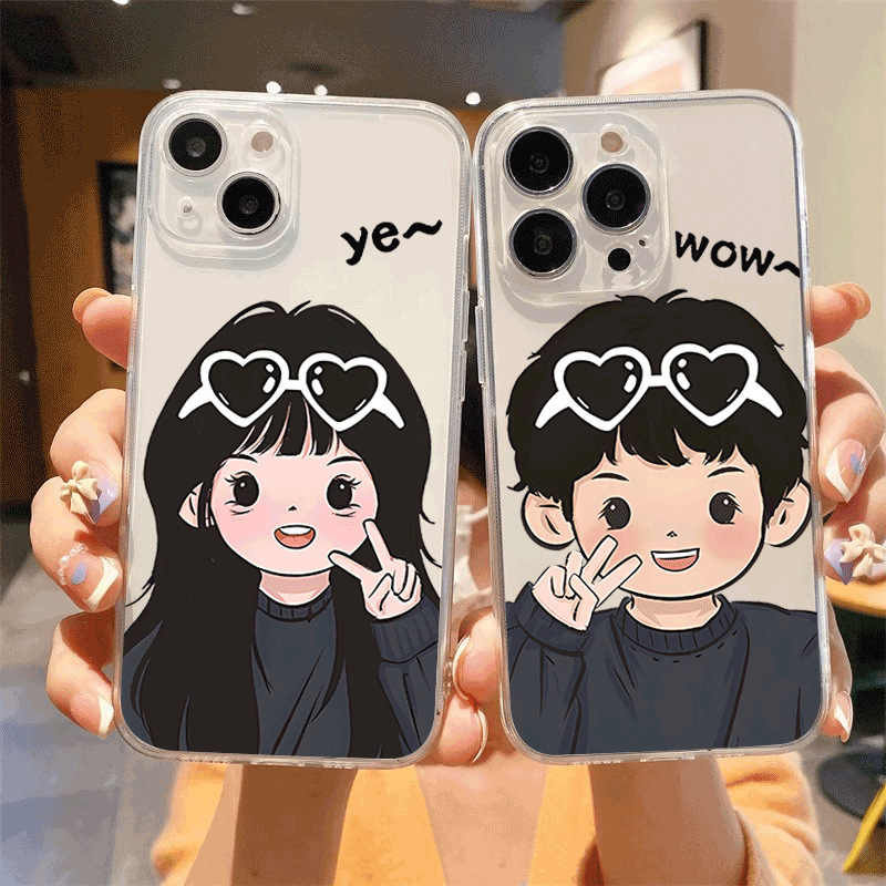 Cute Couple Transparent Phone Case
