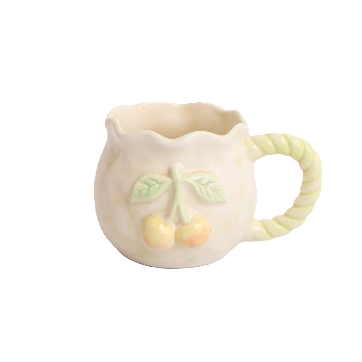 Embossed Flower Hand Painted Ceramic Mug - Image 9