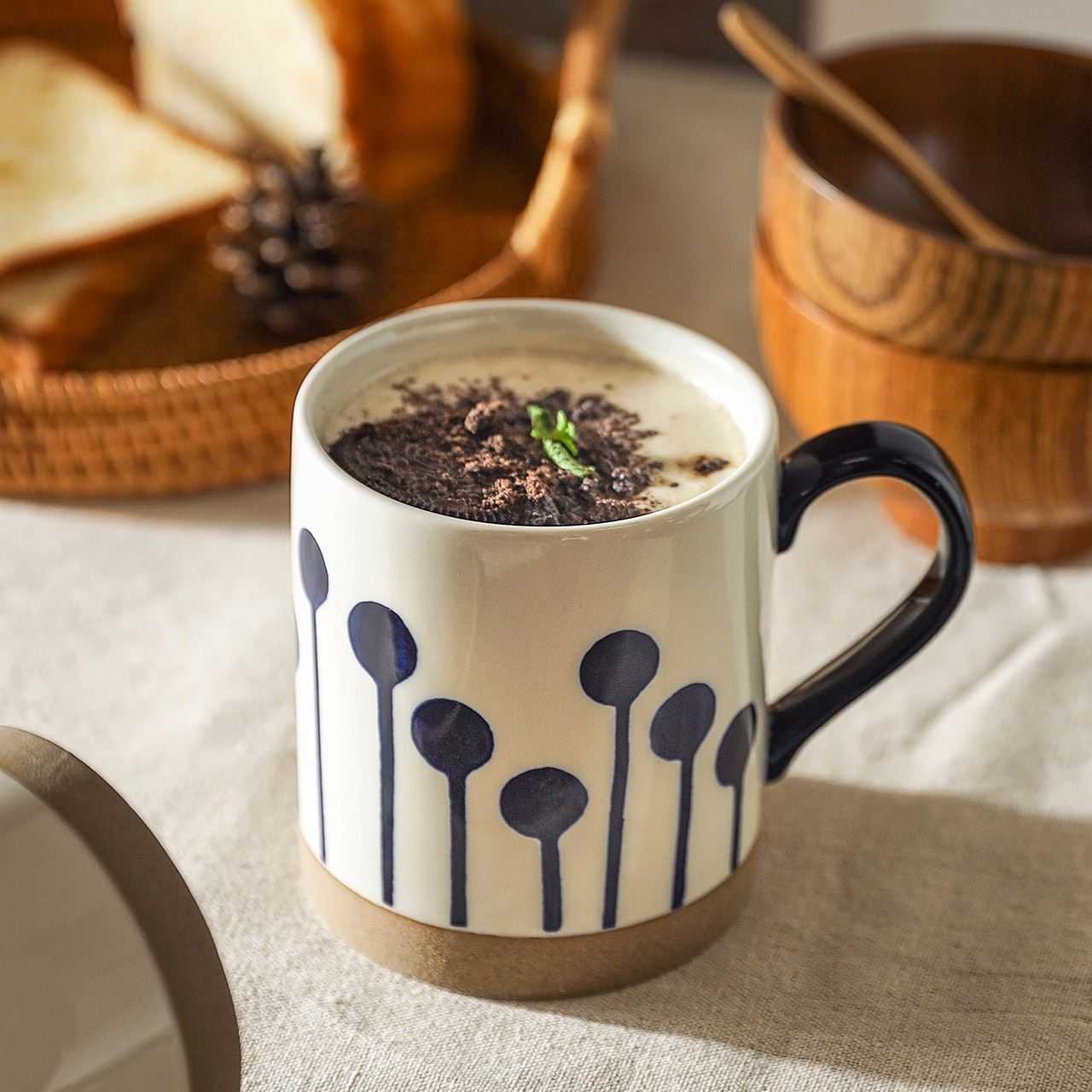 Ceramic Hand-painted Coffee Mug With Handle - Image 2
