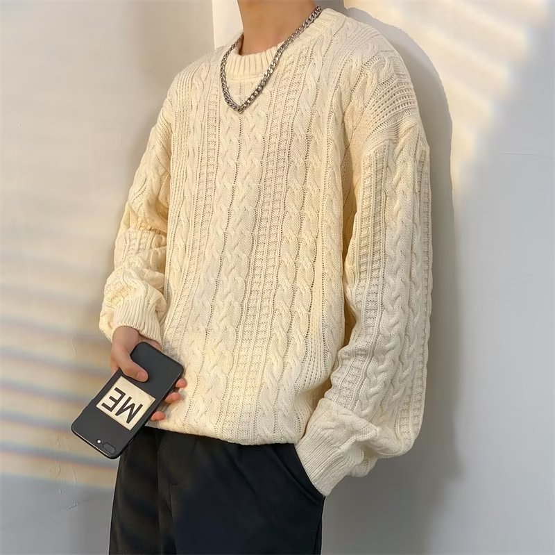 Retro Cable-knit Turtleneck Sweater