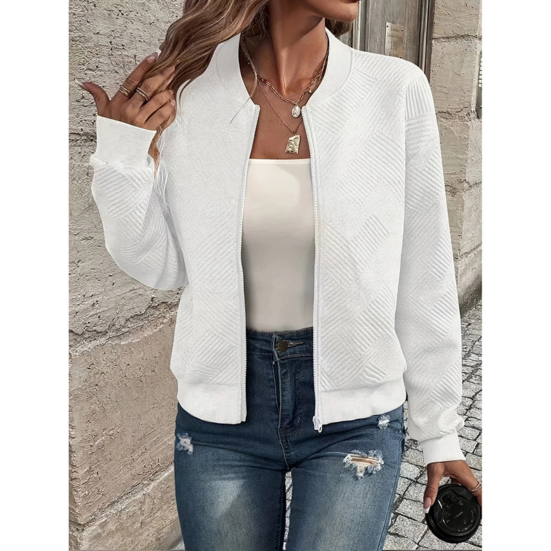 Stand Collar Zip Up Bomber Jacket - Image 2