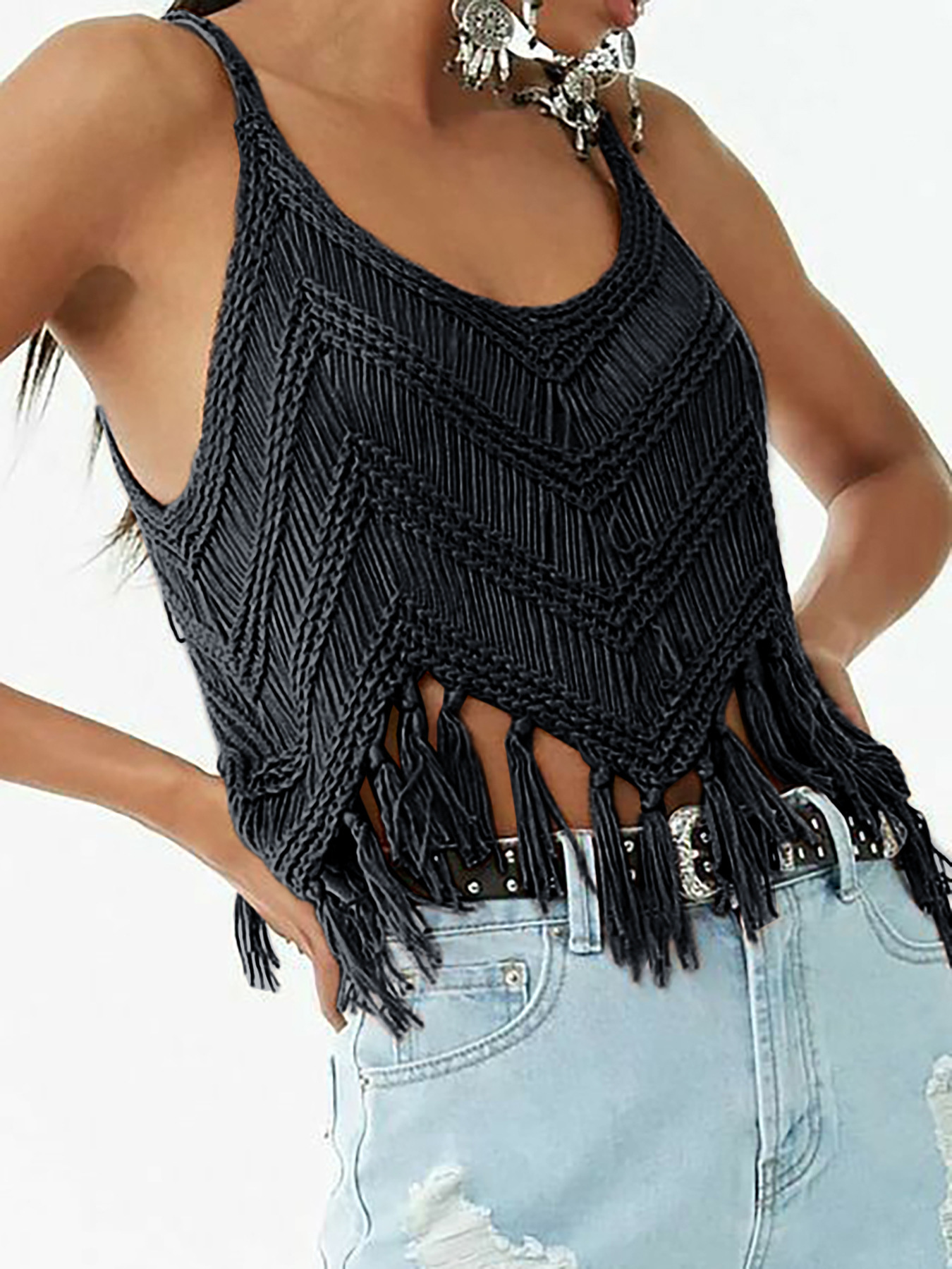 Knitwear Tassel Pullover Hollow Out - Image 3