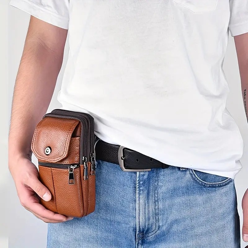 Leather Mobile Phone Belt Bag