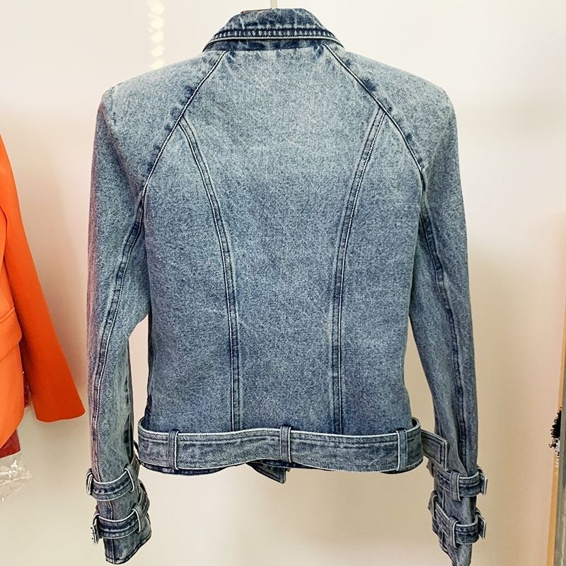 Locomotive Washed Denim Jacket With Metal Buckle - Image 6