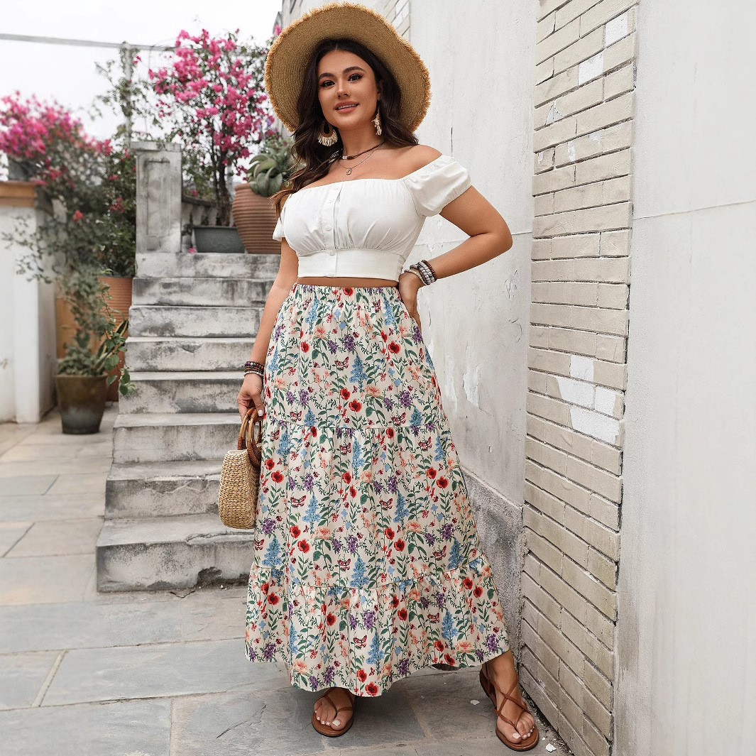 Women's Fashionable Floral Pastoral Skirt