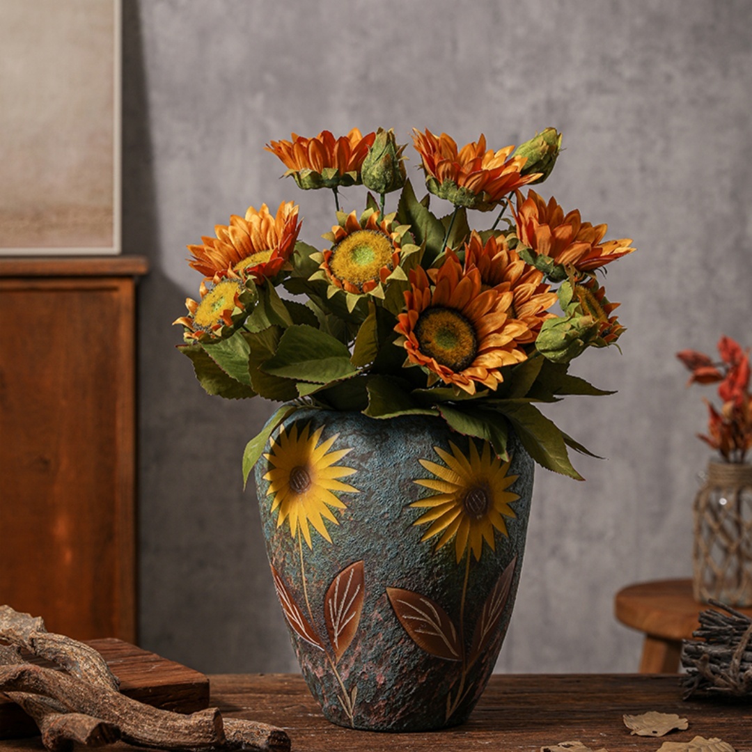 Sunflower Vintage Ceramic Vase - Image 3