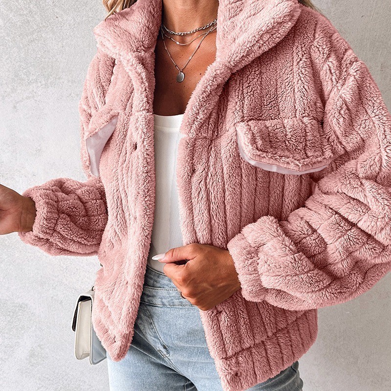 Stripe Velvet Cardigan Lapel Short Coat