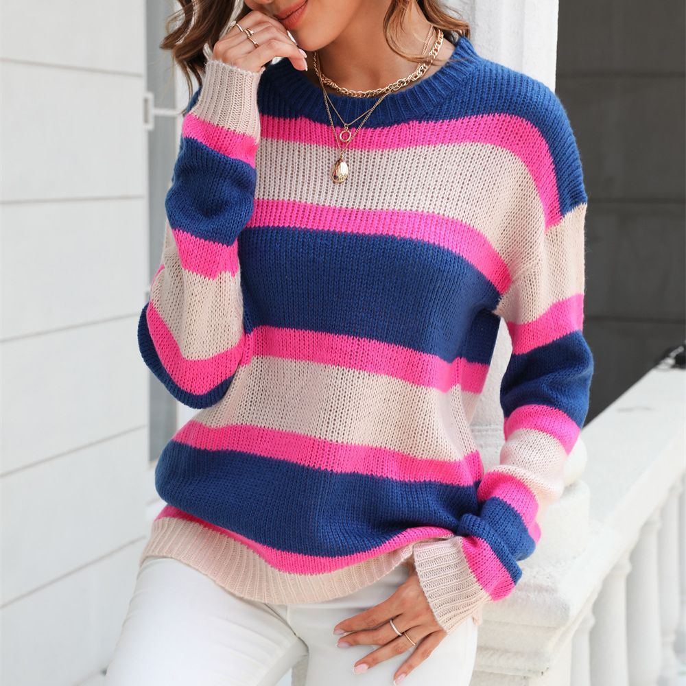Wide Striped Pullover Base Knitwear Sweater - Image 5