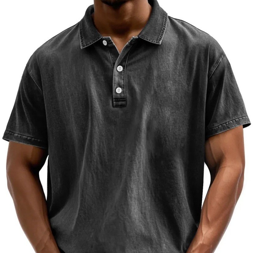 Distressed Lapel Short Sleeve
