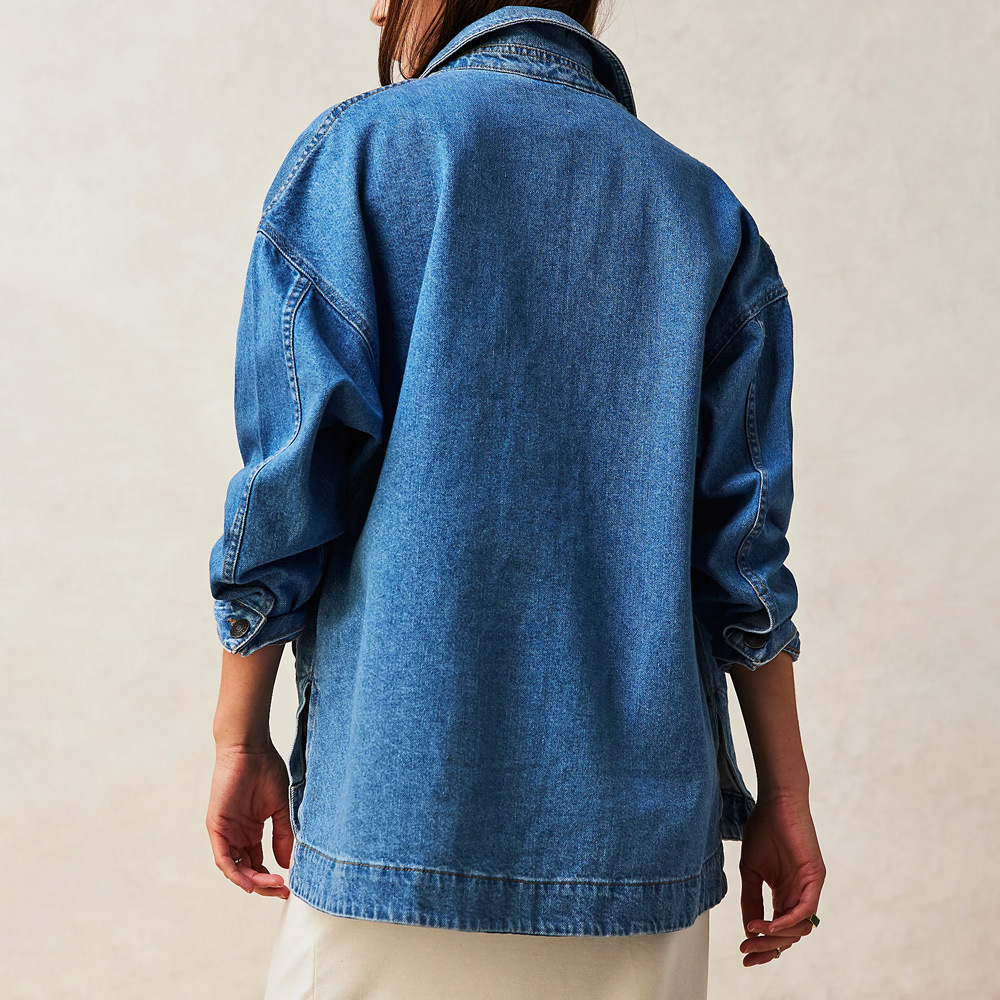 Leisure Embroidery Loose Denim Jacket - Image 5