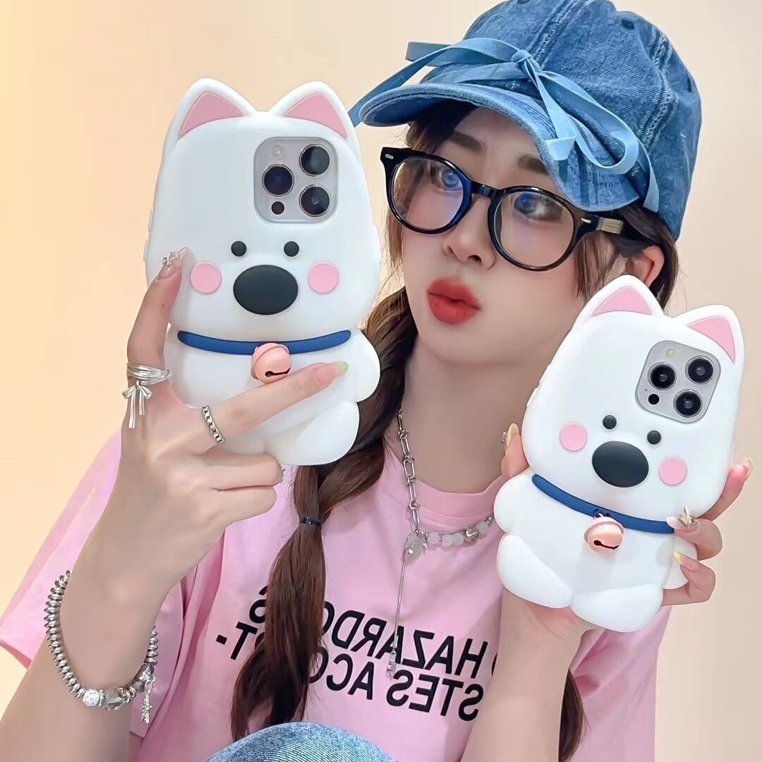 Cute Bell Little White Dog Phone Case