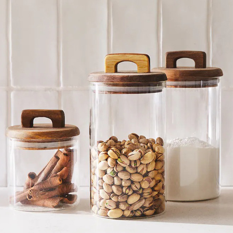 Wood Covered Glass Straight Tube Can