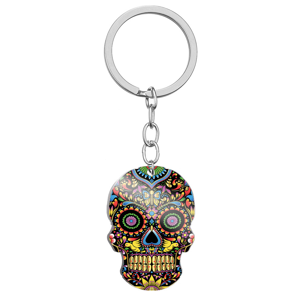 Day Of The Dead Skull Color Printing Key Ring - Image 3