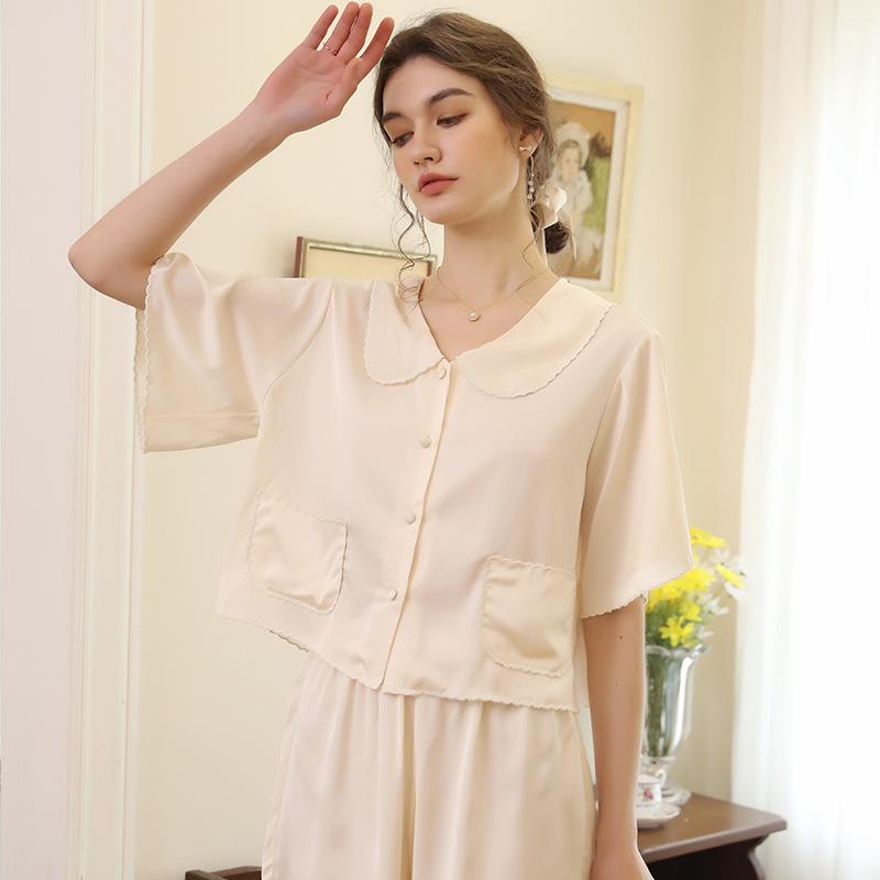 Solid Premium Silk Short Sleeve Loungewear Set