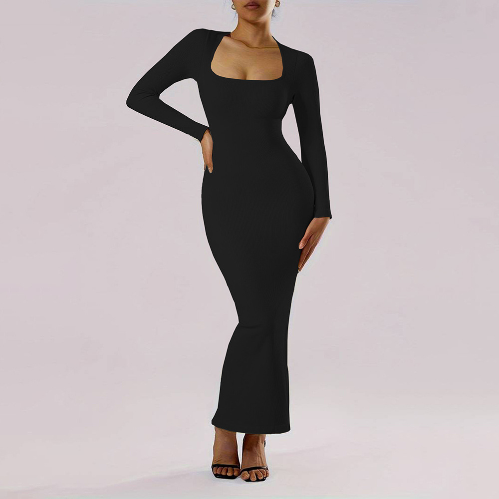 Woman Square Collar Sheath Dress