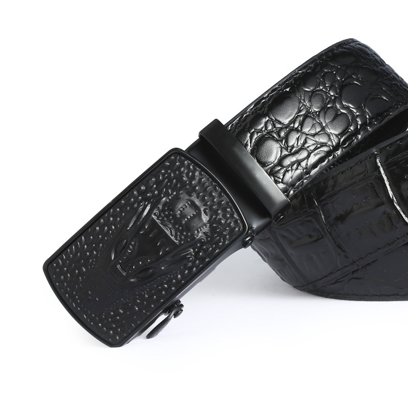 Print Automatic Leather Men's Buckle Belt - Image 3