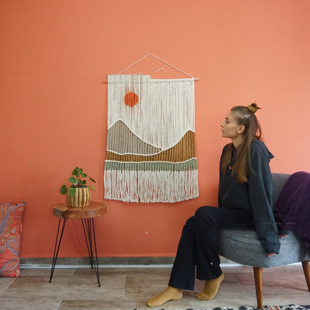 Hand Woven Tapestry Landscape Fringe - Image 4