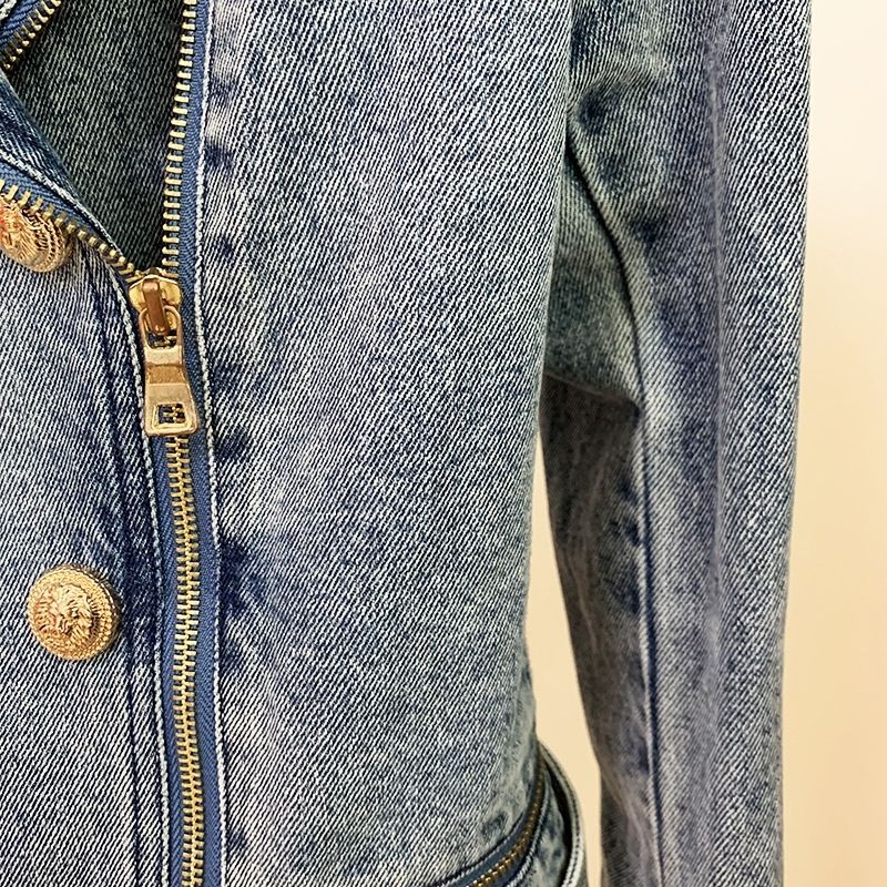 Locomotive Washed Denim Jacket With Metal Buckle - Image 4