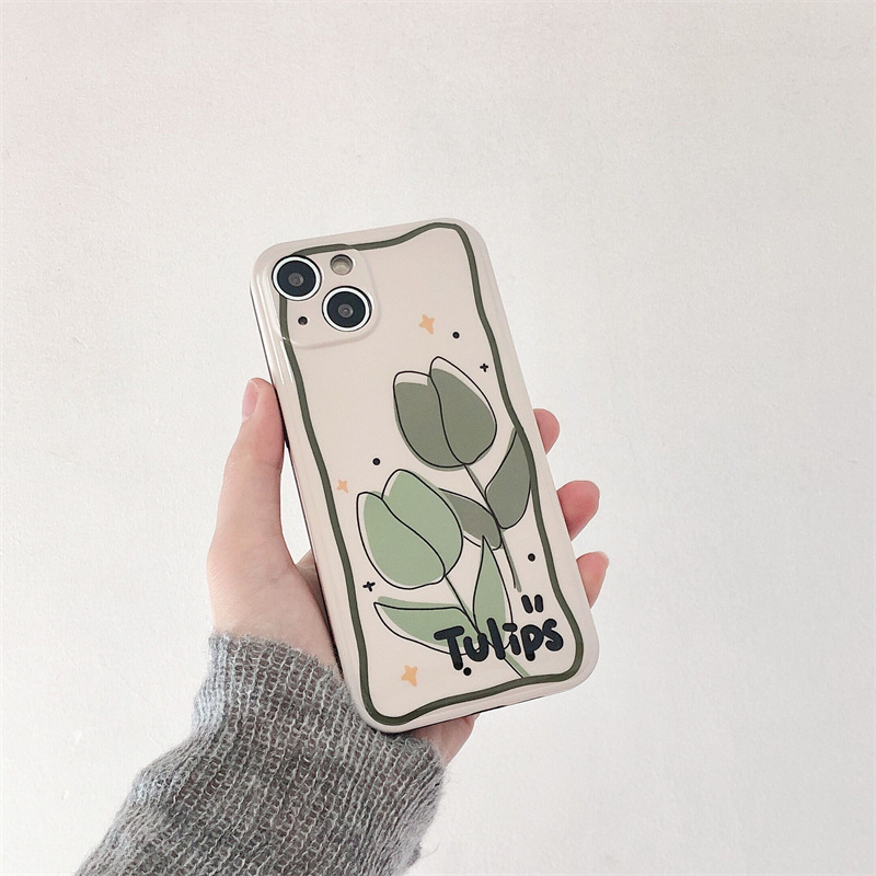 Silicone Green Tulip Phone Case