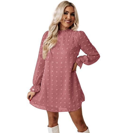 Long-sleeved Bubble Lace Collar Dress Women - Image 2