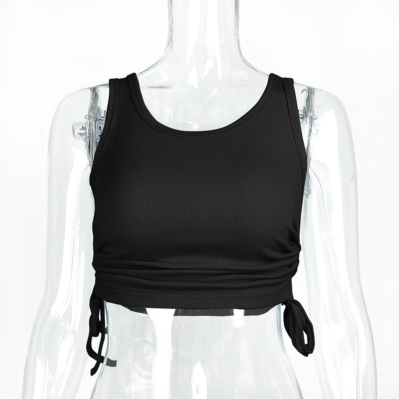 Ribbed Drawstring Slim Cropped Tank Top - Image 5