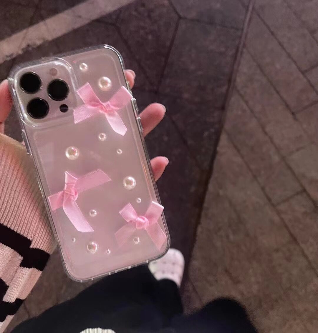Transparent 3D Pearl Bow Phone Case - Image 10