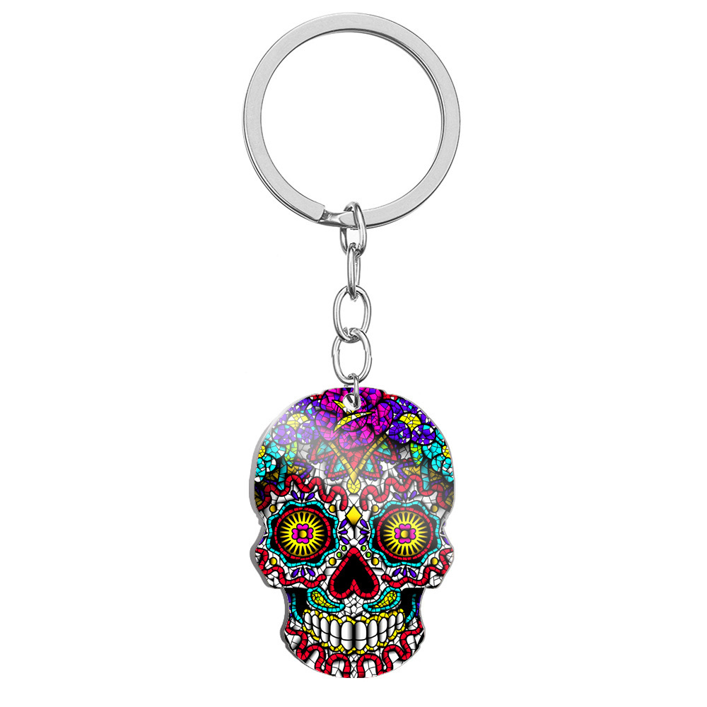 Day Of The Dead Skull Color Printing Key Ring - Image 5