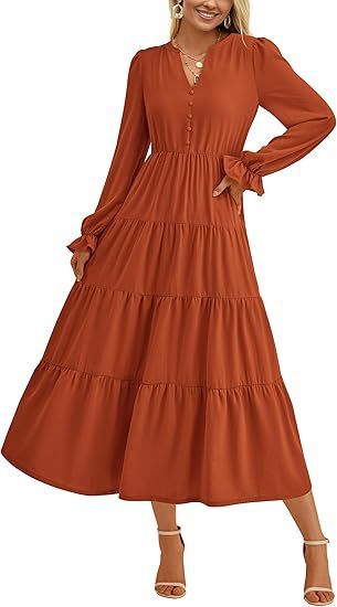 Flowy Long Layered Ruffled Dress - Image 4
