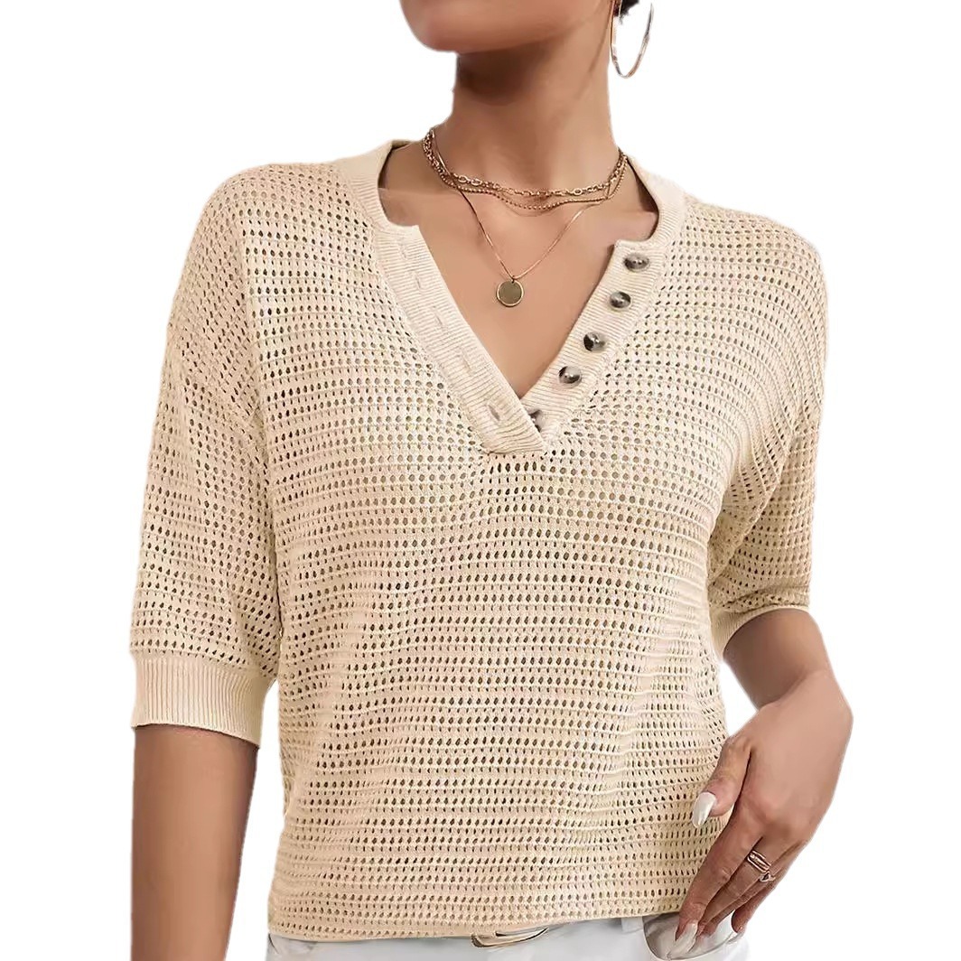V-neck Hollow Knitwear - Image 3