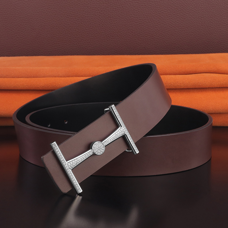 Simple Youth Men's Leather Smooth Buckle Belt - Image 2