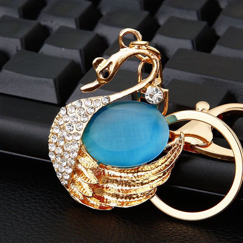 Diamond Crystal Swan Car Key Ring - Image 9