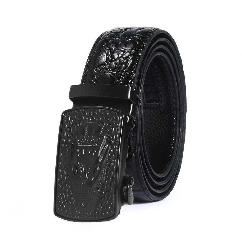 Print Automatic Leather Men's Buckle Belt - Image 2
