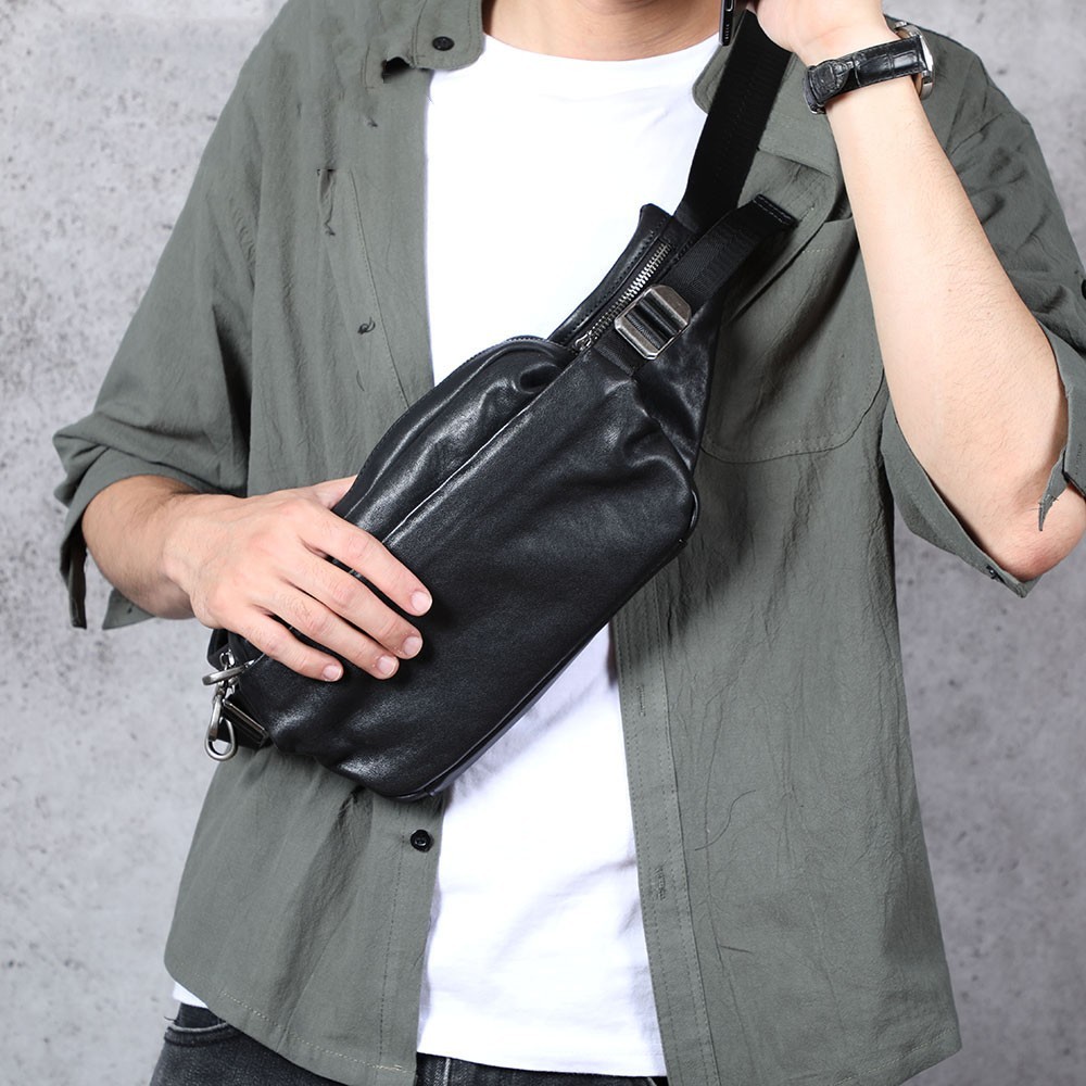 Head Layer Cowhide Fanny Pack