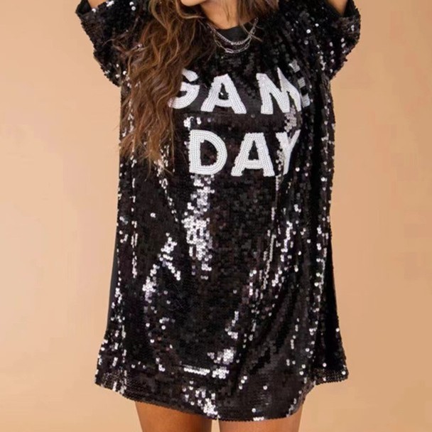 Sequined Short-Sleeved Top