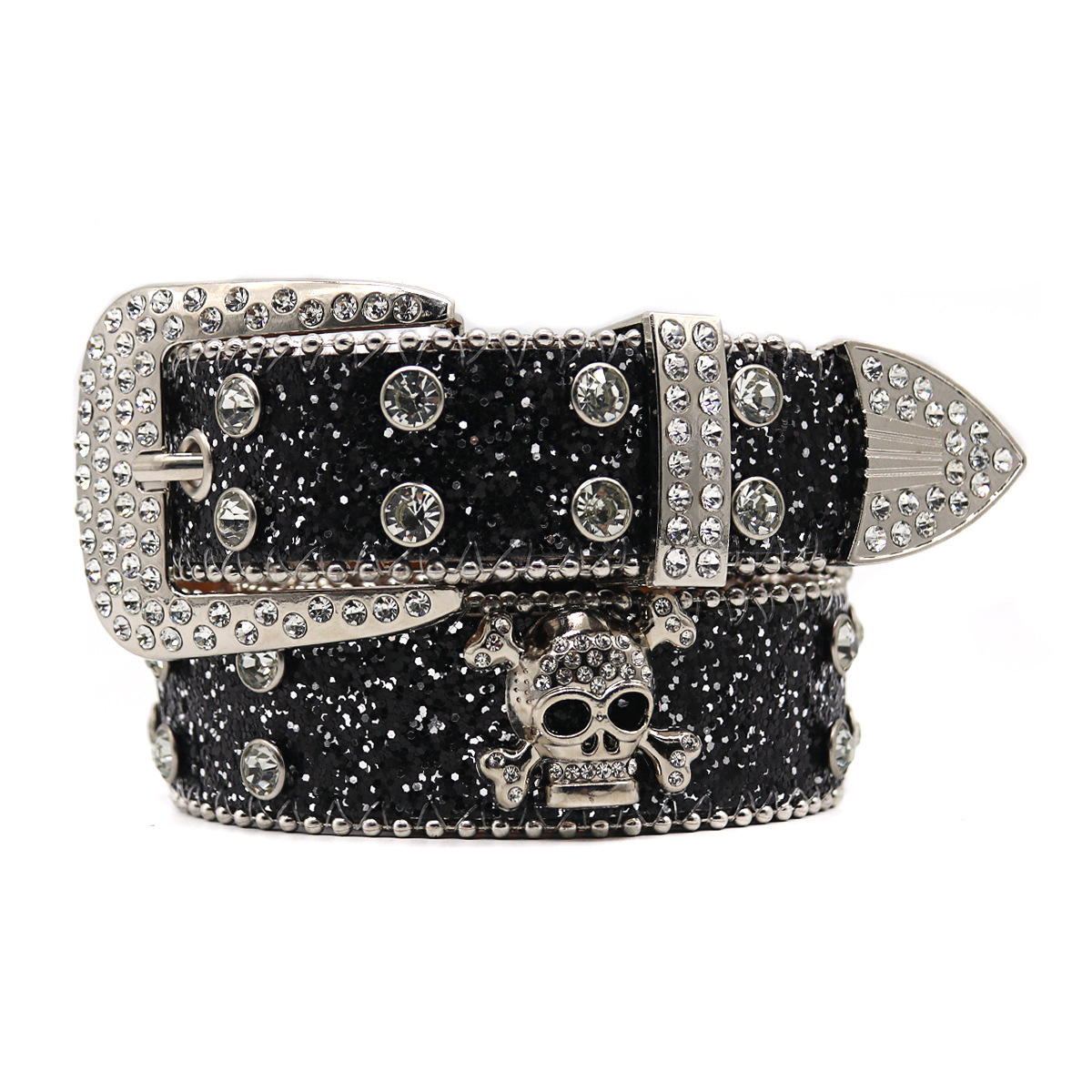 Rhinestone Skull Wide Belt Men - Image 9