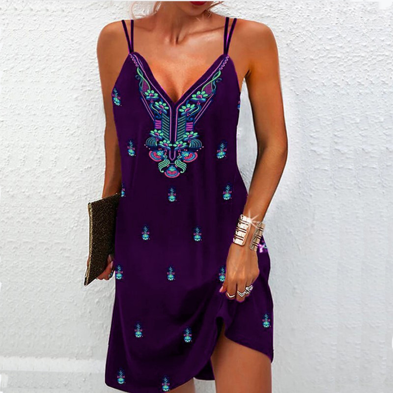 Women's Summer Boho V Neck Dress - Image 5