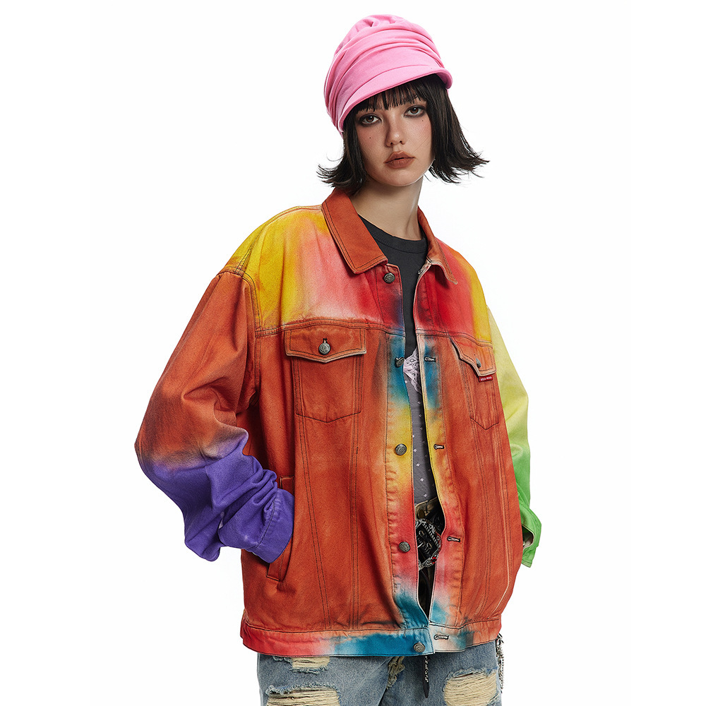Splashy Gradient Denim Jacket For Women