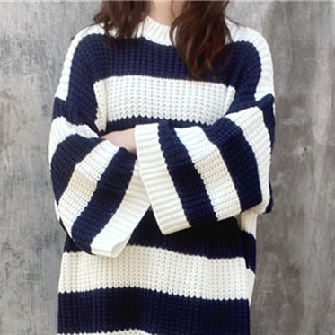 Woolen Skirt Knitwear Loose Striped Long - Image 6
